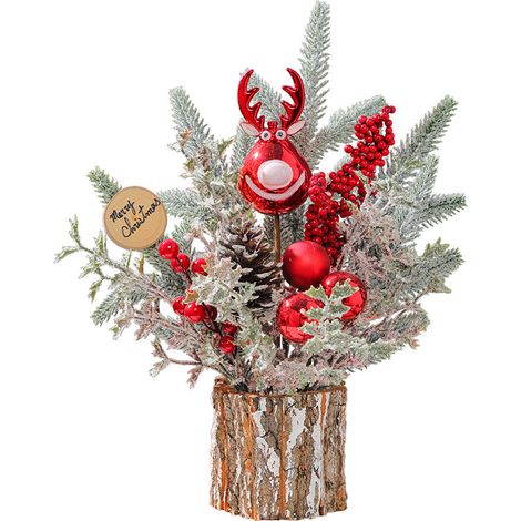 Arbre de Noël de bureau Décorations de Noël Ornements pour la maison Simulation Arbre de baril d'écorce lumineuse (1/4)