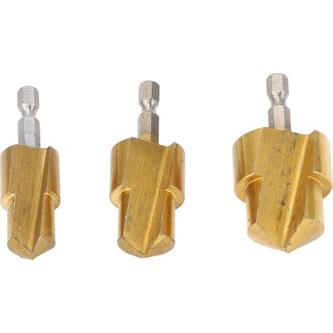 Kit de 3 forets étagés pour alésoirs de tuyaux PPR en acier à haute teneur en carbone et PVC, queue hexagonale, 19 mm, 24 mm et 31 mm. (1/5)