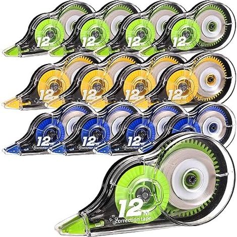 12 pièces Korrekturroller Maus, 5 mm x 12 m Korrekturmaus, Korrekturband set mini avec Schutzkappe Schreibwaren pour (1/5)