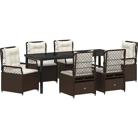 Maison Exclusive - Set da Pranzo per Giardino 7 pcs Marrone polyrattan