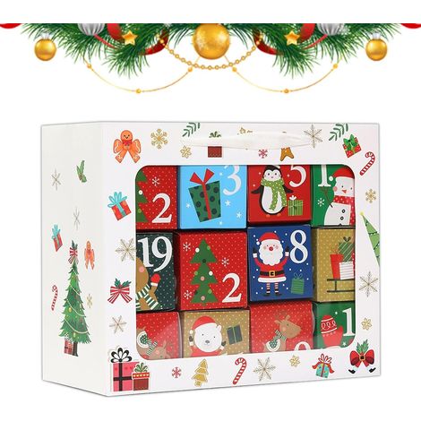 Boîtes de Compte à Rebours Remplissables,Décoration Festive pour Fêtes d'Hiver,Calendrier de l'Avent à Personnaliser - pour Garçons Filles Couples Petits Jouets Bonbons Chocolat Rouge à Lèvres