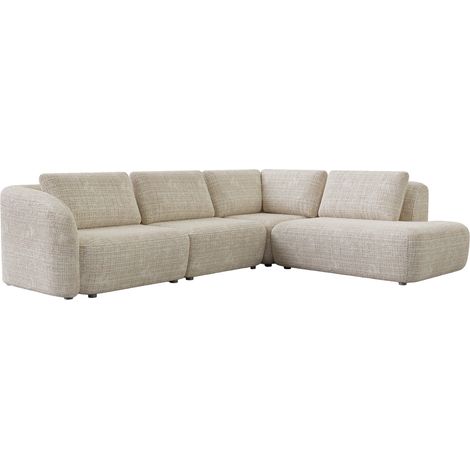 Mobilier Deco – Canapé d'angle modulable en tissu beige – Configuration L – Dossier haut pour maintien – Assise spacieuse pour confort (1/4)