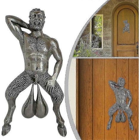 Bijou de sonnette humoristique, heurtoir de porte, statuette d'homme musclé, bijou en argent (1 pièce). (1/5)