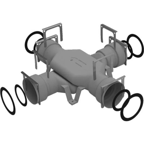 Zehnder RACCORDO A CROCE COMFOTUBE 75/90 con O-RING. e SLITTE DI FISSAGGIO COMFOSYSTEMS, 990322155