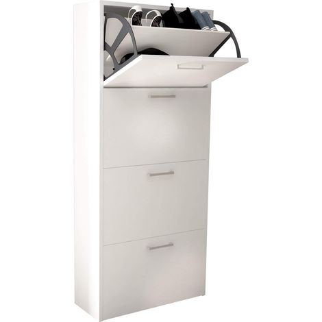 Scarpiera da interno a 4 ante con doppio scomparto in legno Anita - Gray (1/5)
