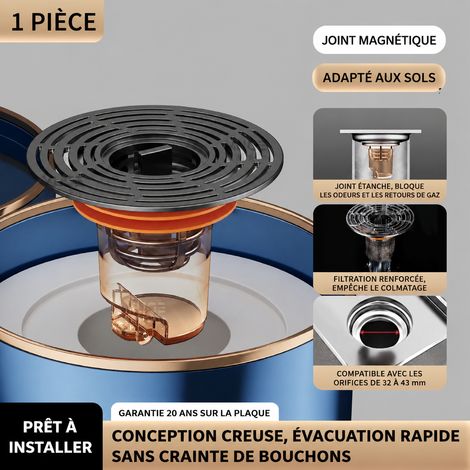 Bonde de sol anti-odeur universelle gris pistolet fermeture magnétique 99 réf 4327 100 g – Livraison gratuite