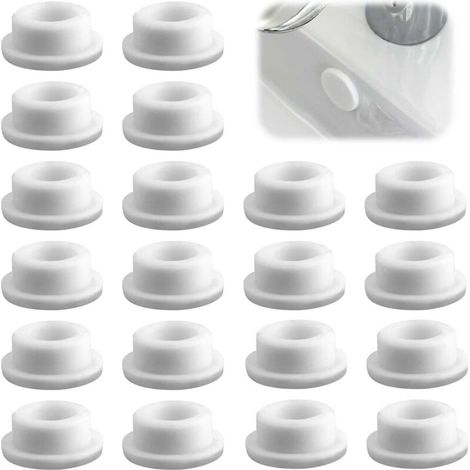 Cache Trou Evier, 20 Pièces Blanc Trop Plein Lavabo, Bouchon Trop Plein Lavabo Caoutchouc, Excellente Étanchéité, pour Lavabos, Baignoires, Éviers de Cuisine