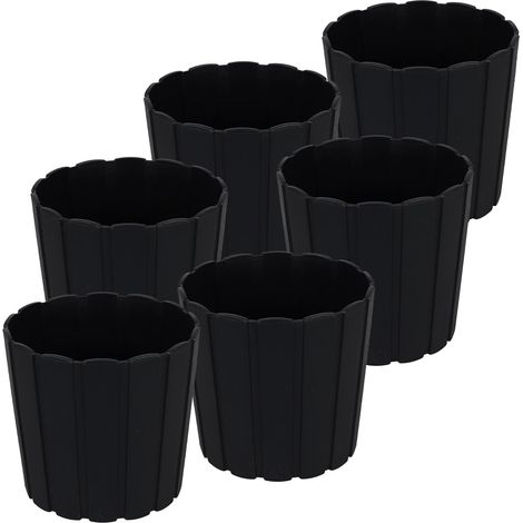 Vaso in plastica per fiori ed erbe aromatiche da balcone o terrazzo, antracite, 15 cm, 6 pezzi.