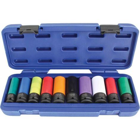 Asta set de 10 nasadkas de impacto para llantas de aluminio, herramienta profesional, alta calidad, resistente, ideal para mecánicos y reparación de ruedas automotrices.