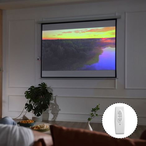 Écran pour Projecteur 120 Pouces Format 4:3 Réglable avec Télécommande, Écran de Projection Motorisé Compact, Installation Murale ou Plafond, 244x183 cm, Blanc (1/5)