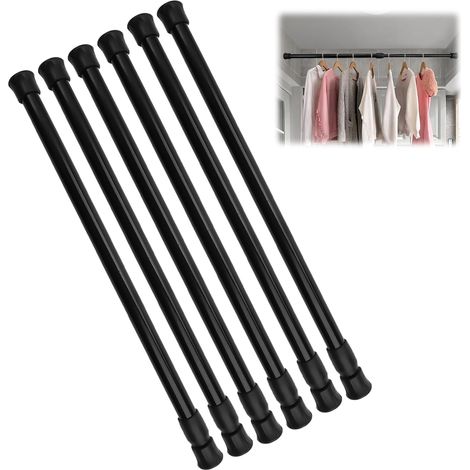 6 Pièces tringle rideau, extensible 30-50 cm, acier au carbone, sans perçage, antidérapant, pour fenêtre, armoire, placard