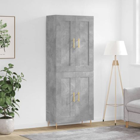 Buffet haut，Buffet de salon，Commode Meuble de rangement，Style Industriel Gris béton 69,5x34x180 cm Bois d'ingénierie VNWE546687 (1/5)