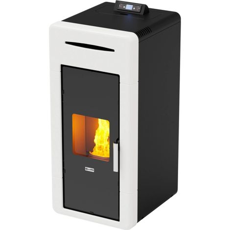 termostufa a pellet canadian stove "idro ceramic 20" bianco 18 kw