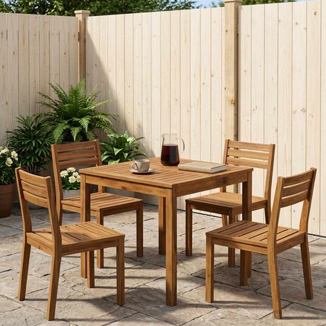 vidaXL Mesa de cena de jardín Natural 70 x 68,5 x 75 cm (1/5)
