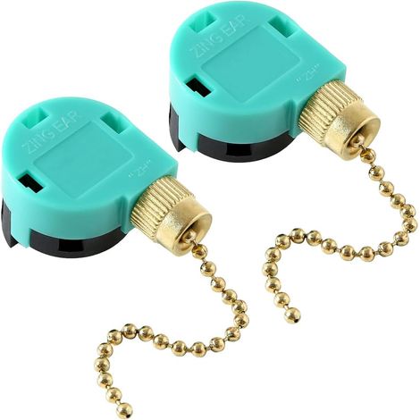 Lot de 2 Interrupteur à chaînette 3 Vitesses 4 Fils Vert Plastique Cuivre Ventilateur de plafond (1/5)