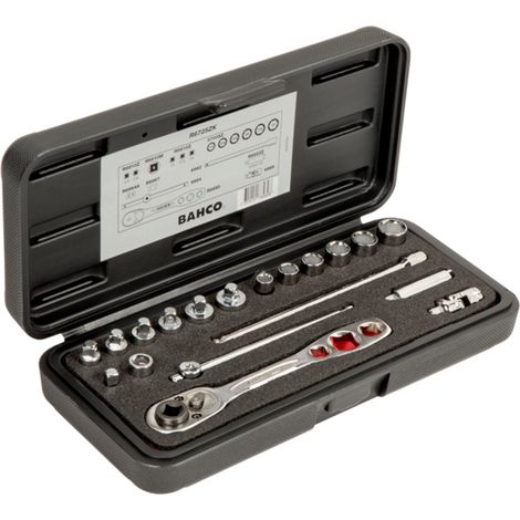 Bahco 1/4 Steckschlüssel-Satz, Zoll, Sechskant, inklusive Umschaltknarre für Kältetechnik - 12-tlg. (1/5)