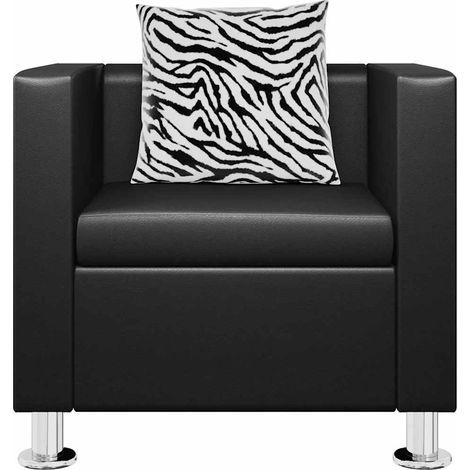 Fauteuil de Salon，Chaise，Fauteuil noir similicuir CFW991601 (1/5)
