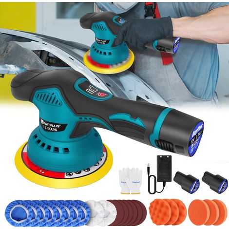 Polisseuse excentrique Voiture Polisseuse 150mm Polissage +2 AKKU &Accessoires (1/4)
