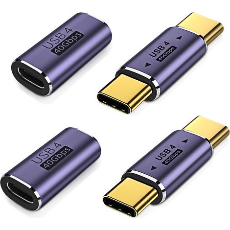 Lot de 4 adaptateurs USB C femelle, adaptateur USB C mâle vers mâle, connecteur femelle de type C, compatible avec charge rapide 8K @ 60 Hz, 100 W, 40 Gbit/s avec MacBook Pro, tablette (1/5)