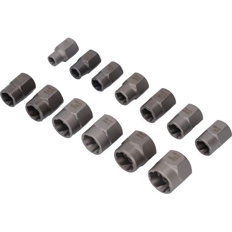 Kit extracteur de boulons et écrous endommagés 15 pièces 6,35 à 19 mm en acier CrMo avec tige d'extension (1/5)