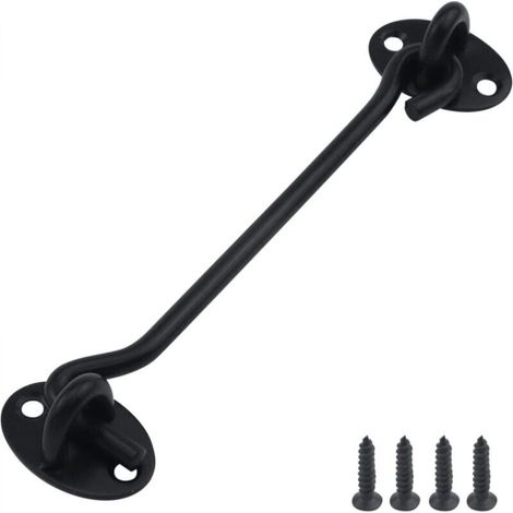 [NON UTILIZZATO] Chiusura a gancio in acciaio inox da 148 mm, serratura di sicurezza per porta di cabina, finestra, porta scorrevole da fienile, nera