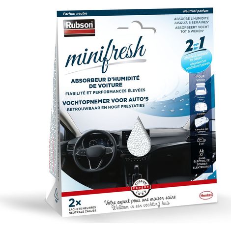 Rubson Absorbeur d'humidité MINIFRESH spécial Voiture 50g Lot de 2 sachets