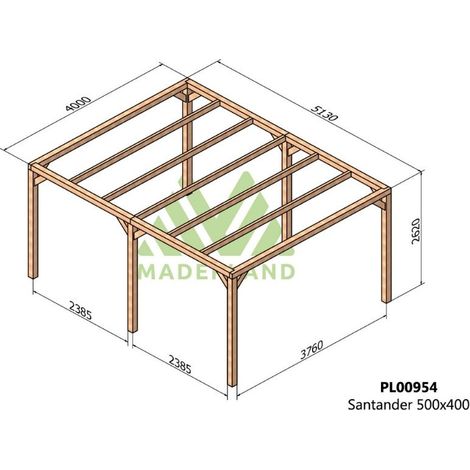 Pérgola de Madera Laminada Santander (Maderland) - Gardeneas - 500 x 400 cm (1/3)