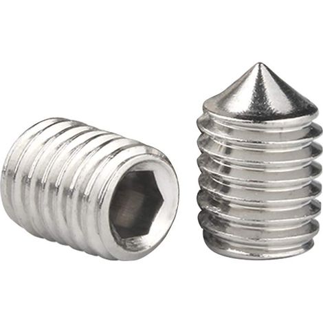 Quincaillerie Fixations Pointe à Cône Vis Sans Tête - Acier Inoxydable Hex Jeu de Douilles Pointe en Coupelle Attaches Filetage Métrique Clé Allen Hexagone Creux Clous Vis M5 M6 M8 (1/5)