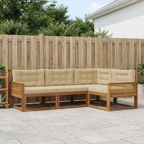 vidaXL Outdoor-Sofagarnitur mit Kissen 4 pcs Natur und Beige (1/5)