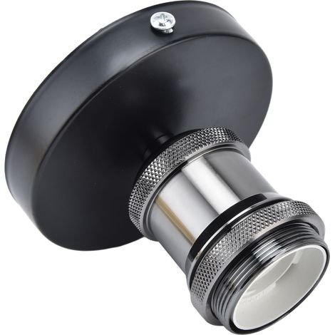Porte-lampe rétro E27, culot à visser, base de lampe apparente pour bar, accessoire d'éclairage (sans ampoule, 100-240V, tête en plastique), noir perlé. (1/5)