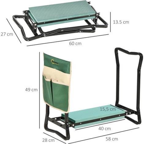 Panca inginocchiatoio da giardino pieghevole 2 in 1 con borsa attrezzi, 58 x 28 x 49 cm DESVIAE (1/4)