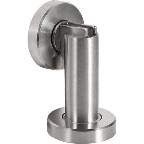 Butoir de porte magnétique, butée de porte aimantée en aspect acier inoxydable, avec matériel de fixation au sol et au mur, Ø 5 cm, hauteur 8,4 cm (1/4)