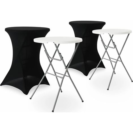 Pair of foldable high tables with protective covers Black 81x81x110 cm - Gala + Cover x2 (1/5)
