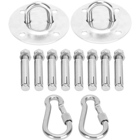 Kit de fixation pour hamac en acier inoxydable, kit de suspension pour balançoire, plaque de fixation au plafond, mousqueton (1/5)