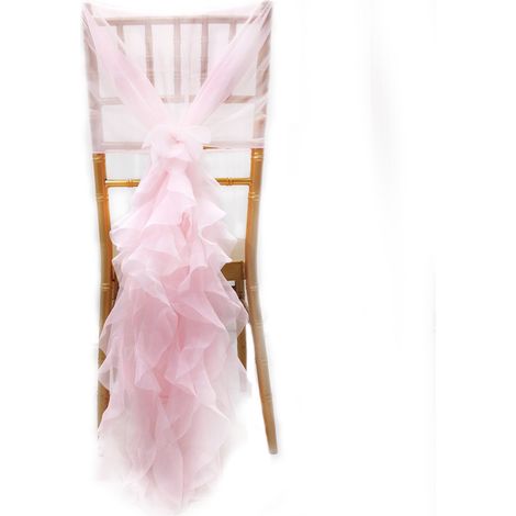 Nœuds de chaise en tulle 135x100cm, élégants et romantiques, pour une décoration de mariage rose. (1/2)