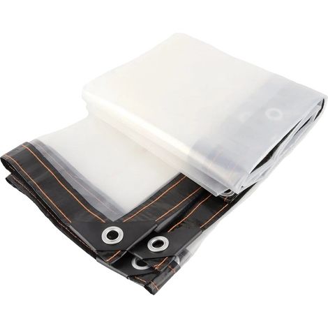 Tela impermeable para cenador, película de PE transparente, cubierta aislante, borde negro, 3 m x 5 m (1/2)