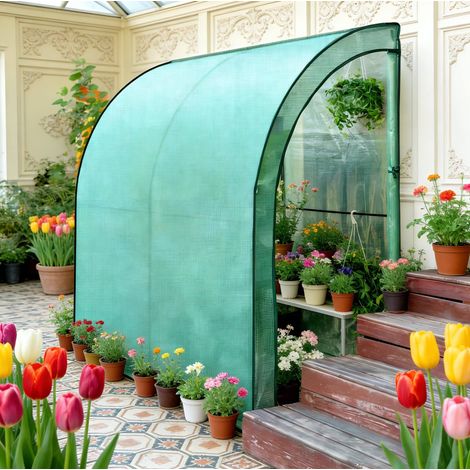Serre de jardin 200x100x210 cm métal PE verte OKMYHOME (1/5)