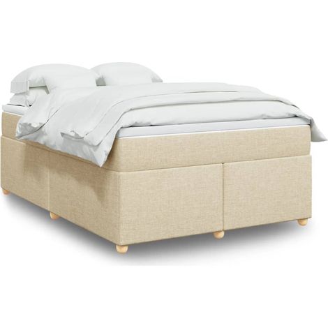 Boxspringbett mit Matratze Creme 140x200 cm Stoff