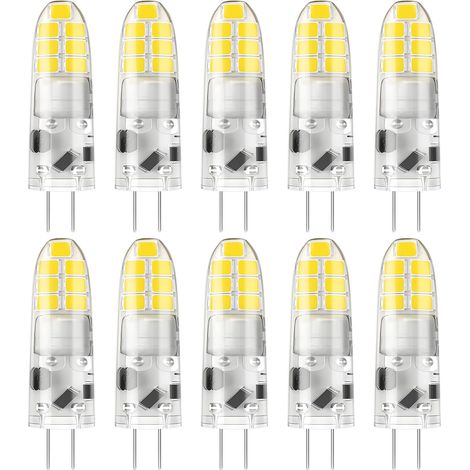 Ampoule LED G4, Blanc froid 6000K, 2W, 200lm, 12V, Lot de 10  équivalent 20W halogène, Non-dimmable, Petite ampoule à économie d'énergie pour hottes/lustres (1/5)