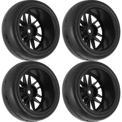 4 Stück 63 mm ferngesteuerte Metallradnaben mit Gummireifen und Adapter für WPL D12 RC-Trucks (1/5)