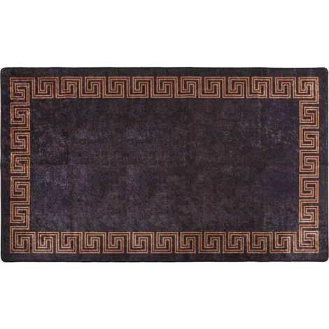 Tapis lavable antidérapant 190x300 cm noir et doré vidaXL
