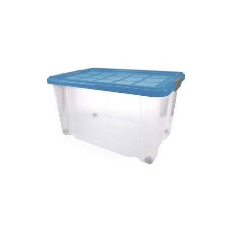 Contenedor  plástico  angular  55l  PP  transp.L600xB400xH300mm  c.tapa  y  Rl.MAIER