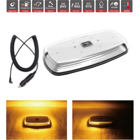 Kabellose LED‑Blitz‑Notfall‑Warnleuchte (Beacon) mit wiederaufladbarem Akku und Magnet, 12V–24V