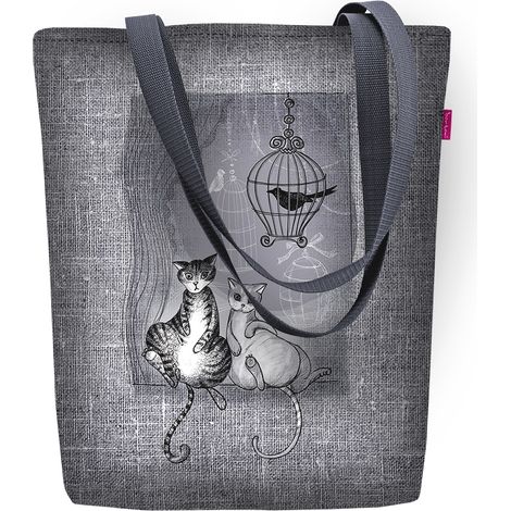 Sonnengelbe Stofftasche – Zwei Katzen (1/5)
