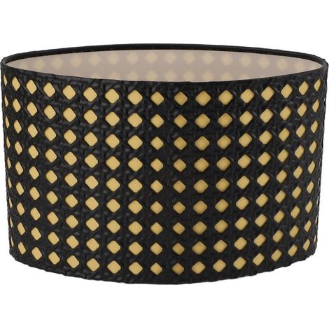 Lampshade of shape ovale in metal hollow sculpte, compatible with the sockets of calibre E27 E14, cover of lamp forfice, bedroom to bed, salon, lining black and yellow (1/5)