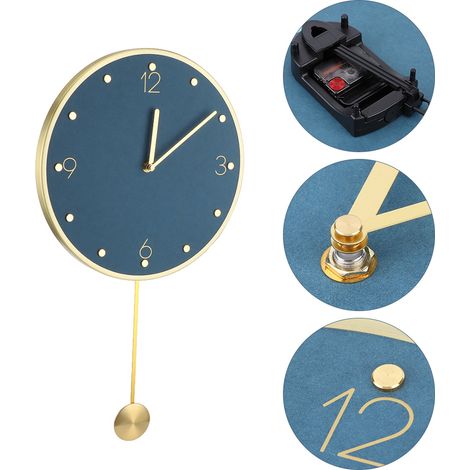Horloge murale à pendule moderne et épurée, idéale pour la décoration de la maison ou du bureau (bleue). (1/5)