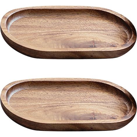 Ensemble de 2 plateaux de cuisine, Bois, 20 x 11,8cm, Brun, accessoire de cuisine pratique, matériaux alimentaires sûrs (1/4)