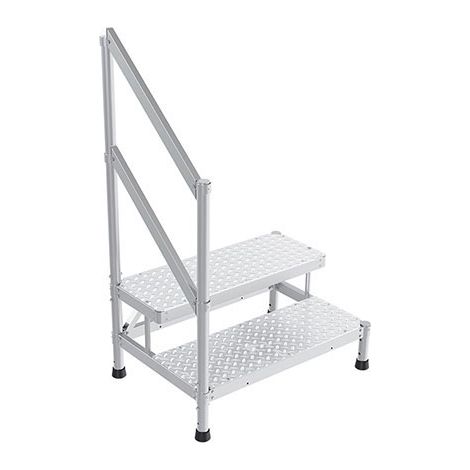 Marchepied aluminium 2 marches - Largeur 1.00m - Garde-corps gauche - MP2-100-GCG