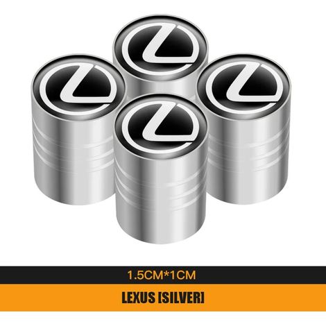 (Argent A) 4 bouchons de valve de pneu en métal pour voiture, compatibles avec IS250, IS200, CT200h, GS300, LS430, RX450h, LX570, IS300 ES, RX LS, IS NX, CT, LX UX, LC, RC et LM. (1/5)