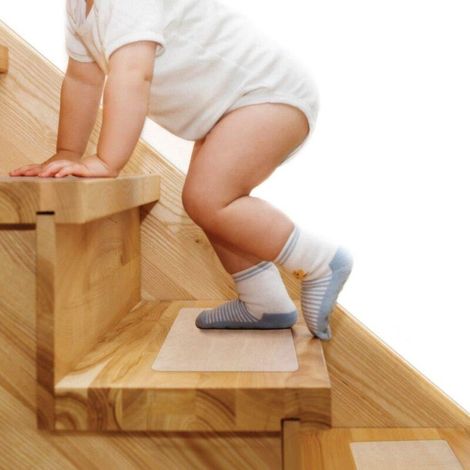 Bandes antidérapantes pour escaliers - pour marches en bois intérieures, protection des personnes âgées et des enfants - 15 bandes, 10 x 61 cm (1/5)